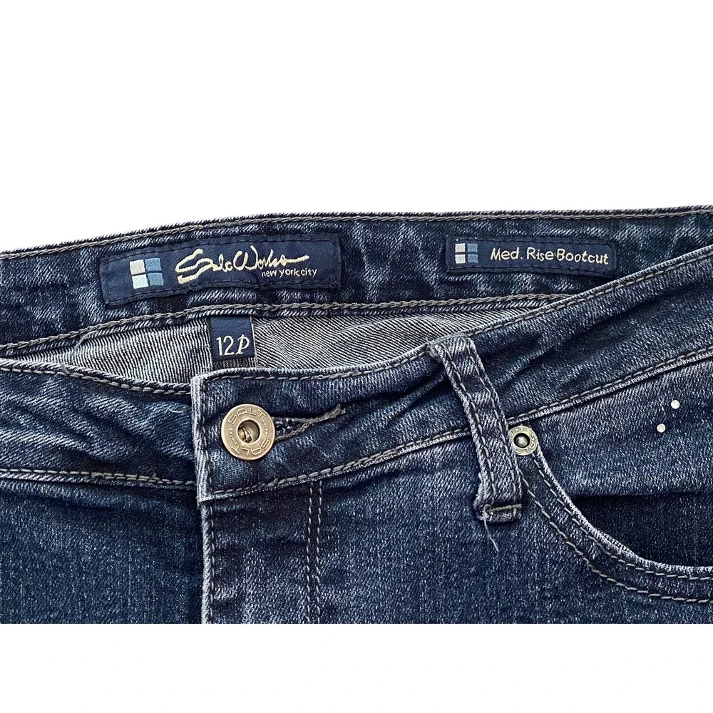 Salt Works NYC Mid Rise Bootcut Jeans‎ 12P Dark Wash Studded Stretch Denim Glam